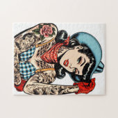 Schattigee Cartoon Tattoo Cowgirl Legpuzzel (Horizontaal)