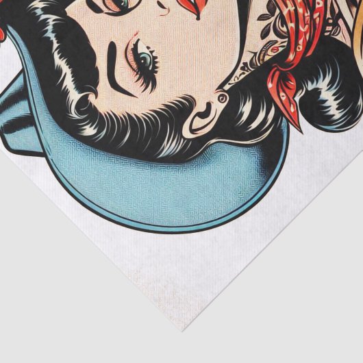 Schattigee Cartoon Tattoo Cowgirl Tissuepapier (Detail)