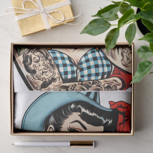 Schattigee Cartoon Tattoo Cowgirl Tissuepapier (Geschenk)