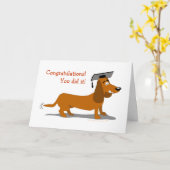 Schattigee Cartoon Teckel Hond Afstuderen Kaart (Gele Bloem)