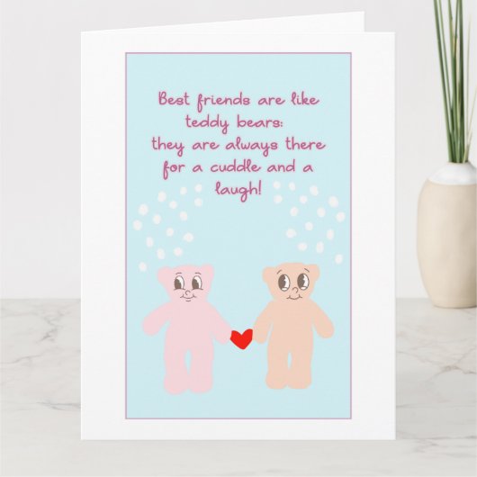 Schattigee Cartoon Teddy Bears Bestie Quote Galent Kaart (Voorkant)
