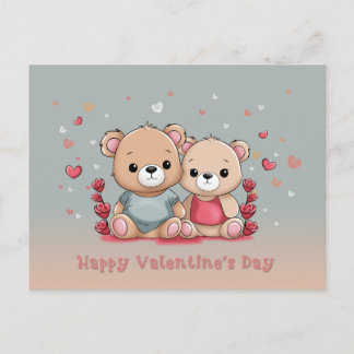 Schattigee Cartoon Teddy Lovers Hart Valentijn's D Briefkaart