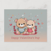 Schattigee Cartoon Teddy Lovers Hart Valentijn's D Briefkaart (Voorkant)