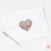 Schattigee Cartoon Teddy Lovers Hart Valentijn's D Sticker (Envelop)