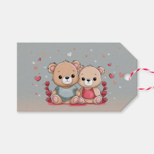 Schattigee Cartoon Teddy Lovers Hearts Valentijn's Cadeaulabel