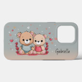 Schattigee Cartoon Teddy Lovers Hearts Valentijn's Case-Mate iPhone Case (Achterkant (horizontaal))