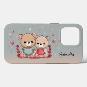 Schattigee Cartoon Teddy Lovers Hearts Valentijn's Case-Mate iPhone Case