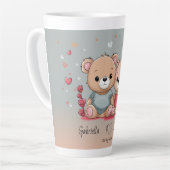 Schattigee Cartoon Teddy Lovers Hearts Valentijn's Latte Mok (Linkerhoek)