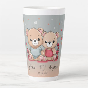 Schattigee Cartoon Teddy Lovers Hearts Valentijn's Latte Mok