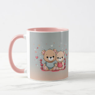 Schattigee Cartoon Teddy Lovers Hearts Valentijn's Mok