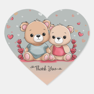 Schattigee Cartoon Teddy Valentijn's Day Dank u Hart Sticker