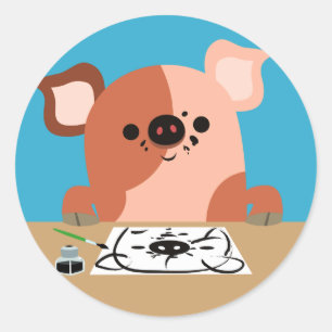 Schattigee Cartoon Tekening Varkensvarken Sticker