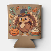 Schattigee Cartoon Thanksgiving kalkoen en pompoen Blikjeskoeler (Achterkant)