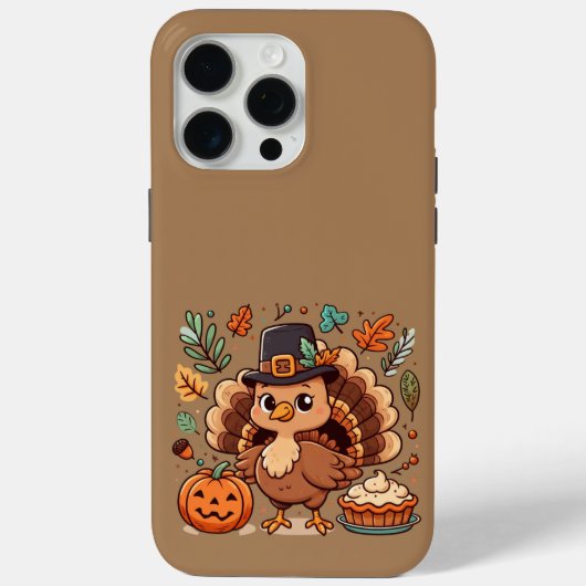 Schattigee Cartoon Thanksgiving kalkoen en pompoen Case-Mate iPhone Case (Achterkant)