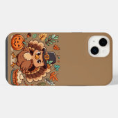 Schattigee Cartoon Thanksgiving kalkoen en pompoen iPhone Hoesje (Achterkant horizontaal)