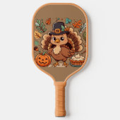 Schattigee Cartoon Thanksgiving kalkoen en pompoen Pickleball Paddle (Voorkant)
