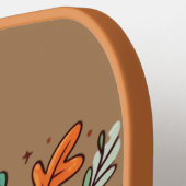 Schattigee Cartoon Thanksgiving kalkoen en pompoen Pickleball Paddle (Links Detail)