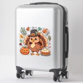 Schattigee Cartoon Thanksgiving kalkoen en pompoen Sticker (Koffer)