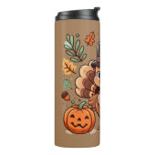 Schattigee Cartoon Thanksgiving kalkoen en pompoen Thermosbeker (Gedraaid links)