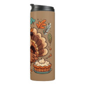 Schattigee Cartoon Thanksgiving kalkoen en pompoen Thermosbeker (Geroteerd rechts)