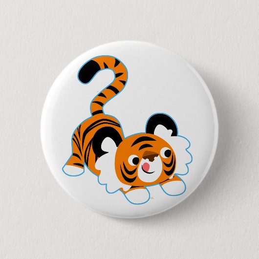Schattigee Cartoon Tiger klaar om Button badge te  (Voorkant)
