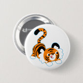 Schattigee Cartoon Tiger klaar om Button badge te  (Voorkant /achterkant)