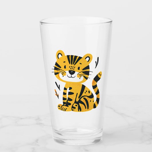 Schattigee cartoon tijger decoratie glas (Voorkant)