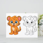 Schattigee Cartoon tijger kleurplaat (Staand voorkant)
