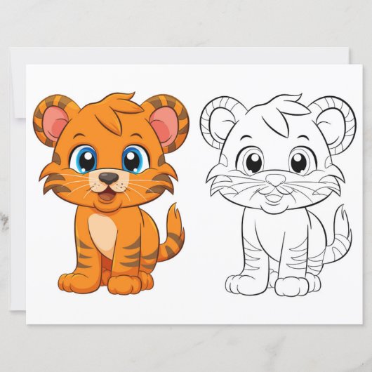 Schattigee Cartoon tijger kleurplaat (Voorkant)
