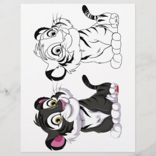 Schattigee Cartoon tijger kleurplaat Flyer
