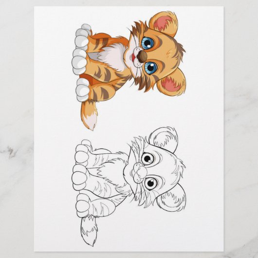 Schattigee Cartoon tijger kleurplaat Flyer (Voorkant)