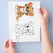 Schattigee Cartoon tijger kleurplaat Flyer (Hand)