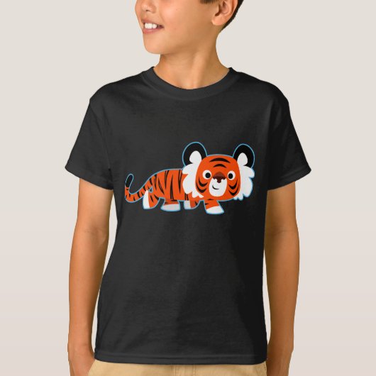 Schattigee Cartoon Tijger op de Prowl Kinderen T-s T-shirt (Voorkant)