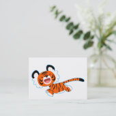Schattigee Cartoon Tijger op de Run ACEO / Visitek Visitekaartje (Staand voorkant)