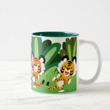 Schattigee Cartoon Tijgers Dansen in het Oerwoud M