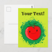 Schattigee Cartoon Tomaat Groene Verf Splash Briefkaart (Voorkant / Achterkant)