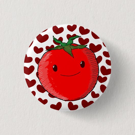 Schattigee Cartoon Tomaat Liefhebber Ronde Button 3,2 Cm (Voorkant)