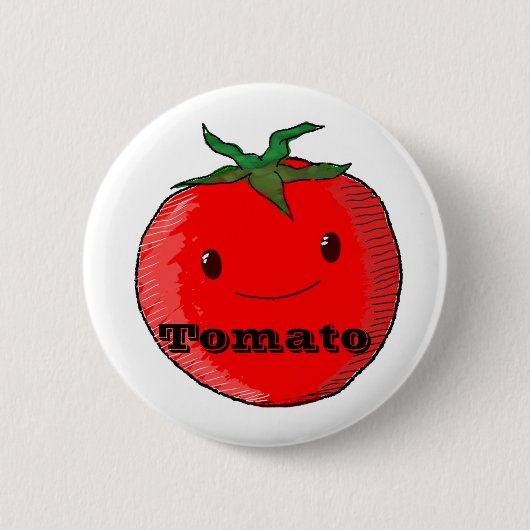 Schattigee Cartoon tomaat met tekst Ronde Button 5,7 Cm (Voorkant)