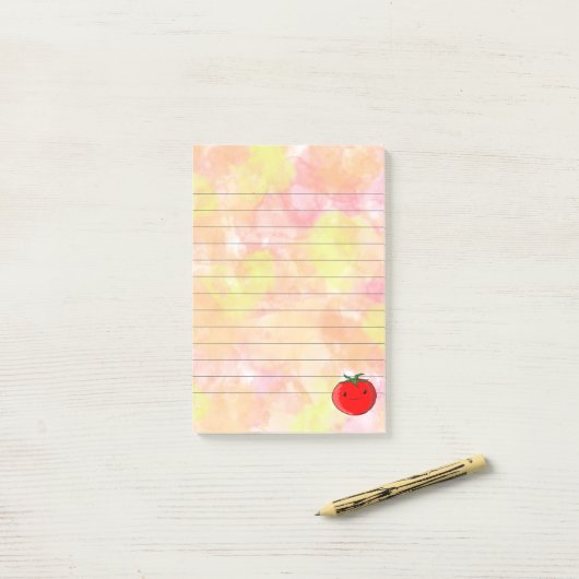 Schattigee Cartoon Tomaat Waterverf Achtergrond Li Post-it® Notes (Op bureau)