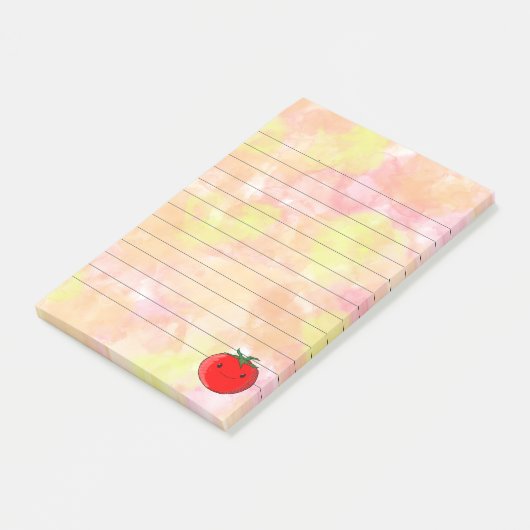 Schattigee Cartoon Tomaat Waterverf Achtergrond Li Post-it® Notes (Schuin)