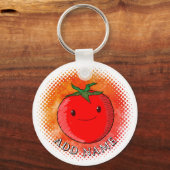 Schattigee Cartoon Tomaat Waterverf Achtergrond Sleutelhanger (Achterkant)