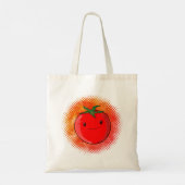 Schattigee Cartoon Tomaat Waterverf Achtergrond Tote Bag (Achterkant)