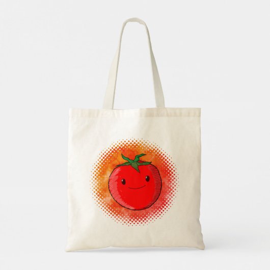 Schattigee Cartoon Tomaat Waterverf Achtergrond Tote Bag (Achterkant)