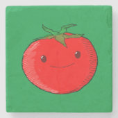 Schattigee Cartoon Tomatengroen Stenen Onderzetter (Voorkant)