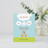 Schattigee Cartoon Tortelduifjes (Dag) Bruiloft Kaart (Staand voorkant)