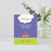 Schattigee Cartoon Tortelduifjes (nacht) bruiloft Bedankkaart (Staand voorkant)