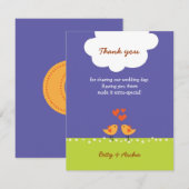 Schattigee Cartoon Tortelduifjes (nacht) bruiloft Bedankkaart (Voorkant / Achterkant)