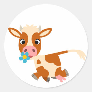 Schattigee Cartoon Trotting Koe Sticker