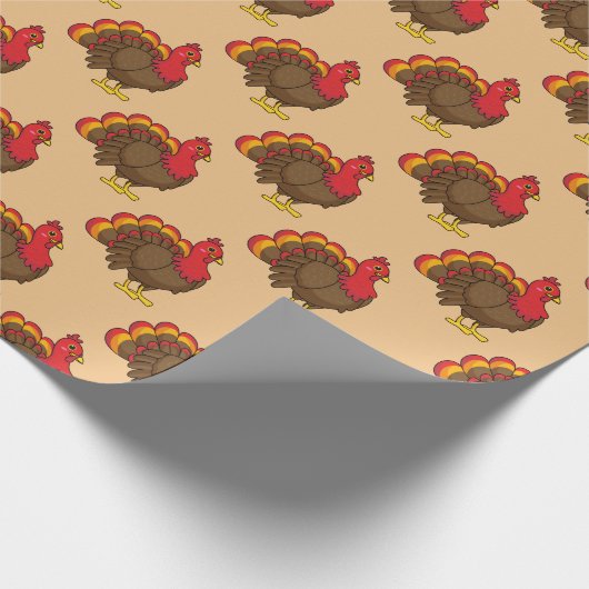 Schattigee Cartoon Turkije Cadeaupapier (Hoek)