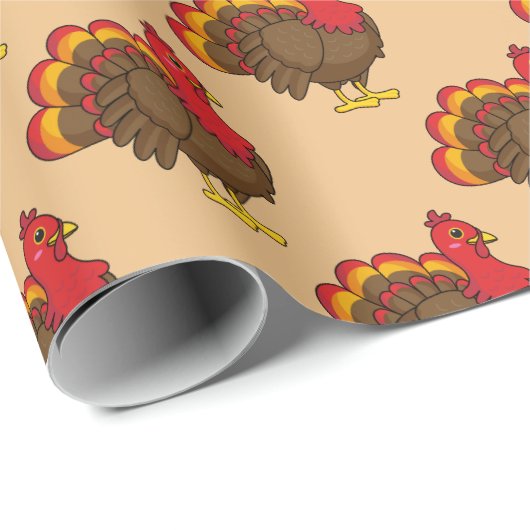 Schattigee Cartoon Turkije Cadeaupapier (Rol Hoek)